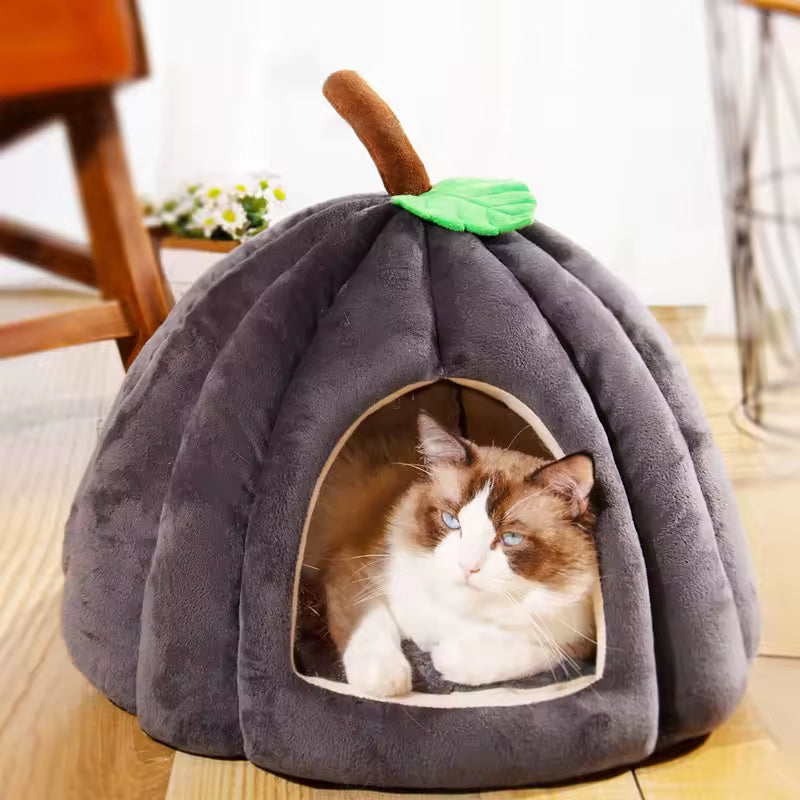 3D Pumpkin Pet House Semi-enclosed Removable Bottom Non-slip