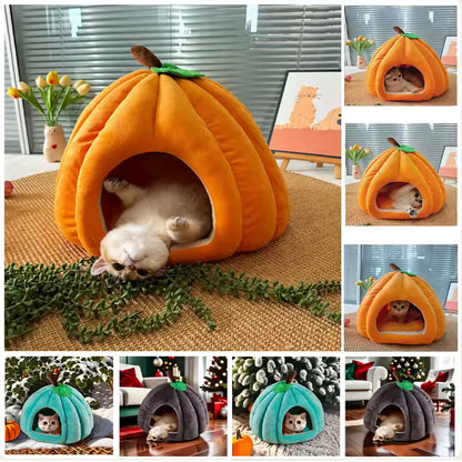 3D Pumpkin Pet House Semi-enclosed Removable Bottom Non-slip