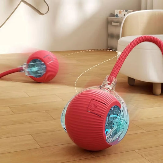 Pet Interactive Ball Toy Automatic Rolling Ball Faux Tail Rechargeable Smart