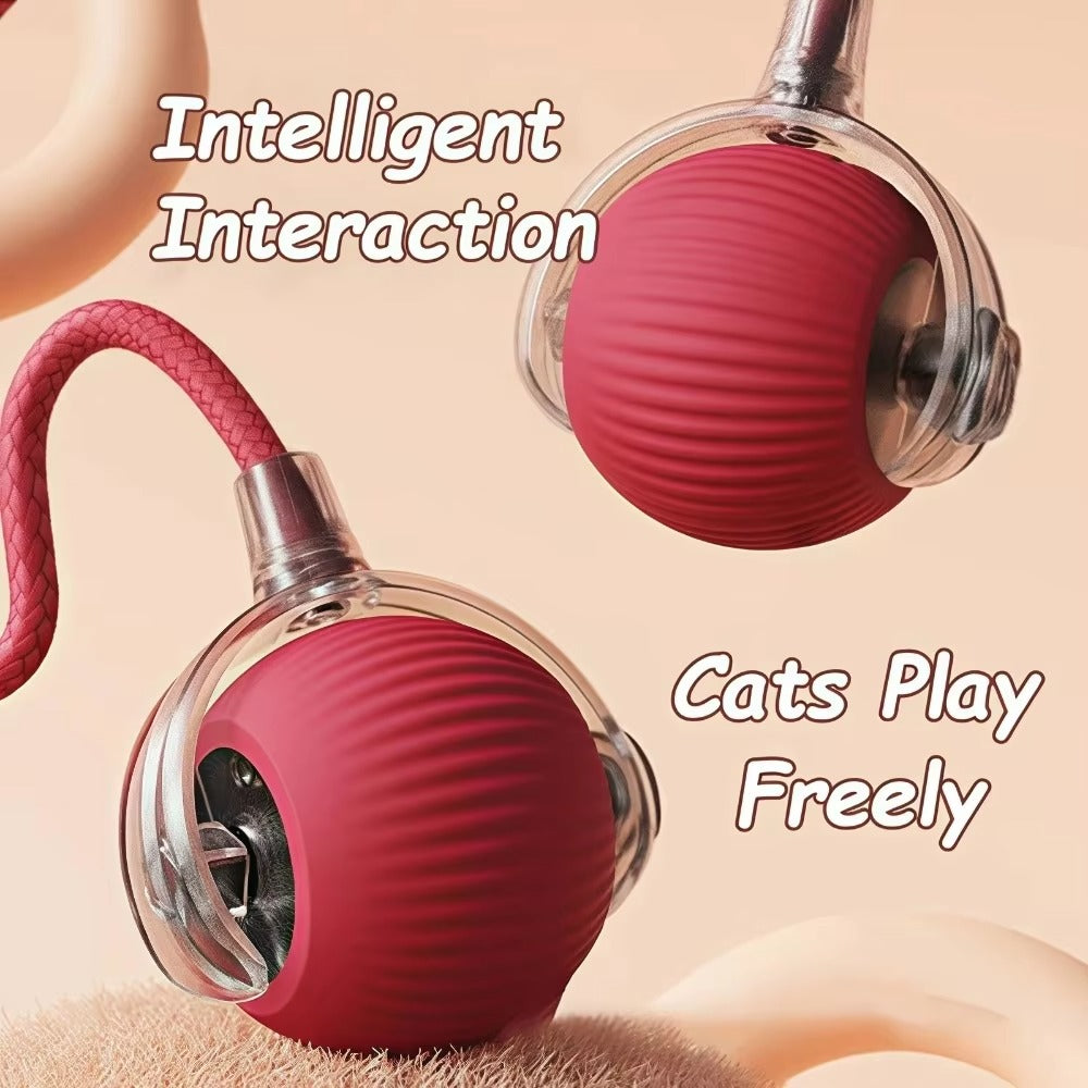 Pet Interactive Ball Toy Automatic Rolling Ball Faux Tail Rechargeable Smart