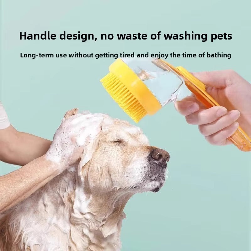 Special long-handled pet bathing brush with shampoo holder