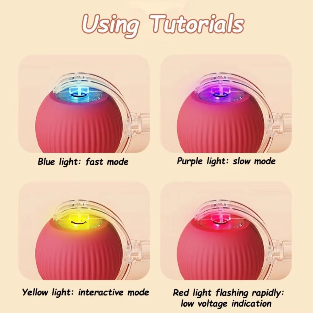Pet Interactive Ball Toy Automatic Rolling Ball Faux Tail Rechargeable Smart