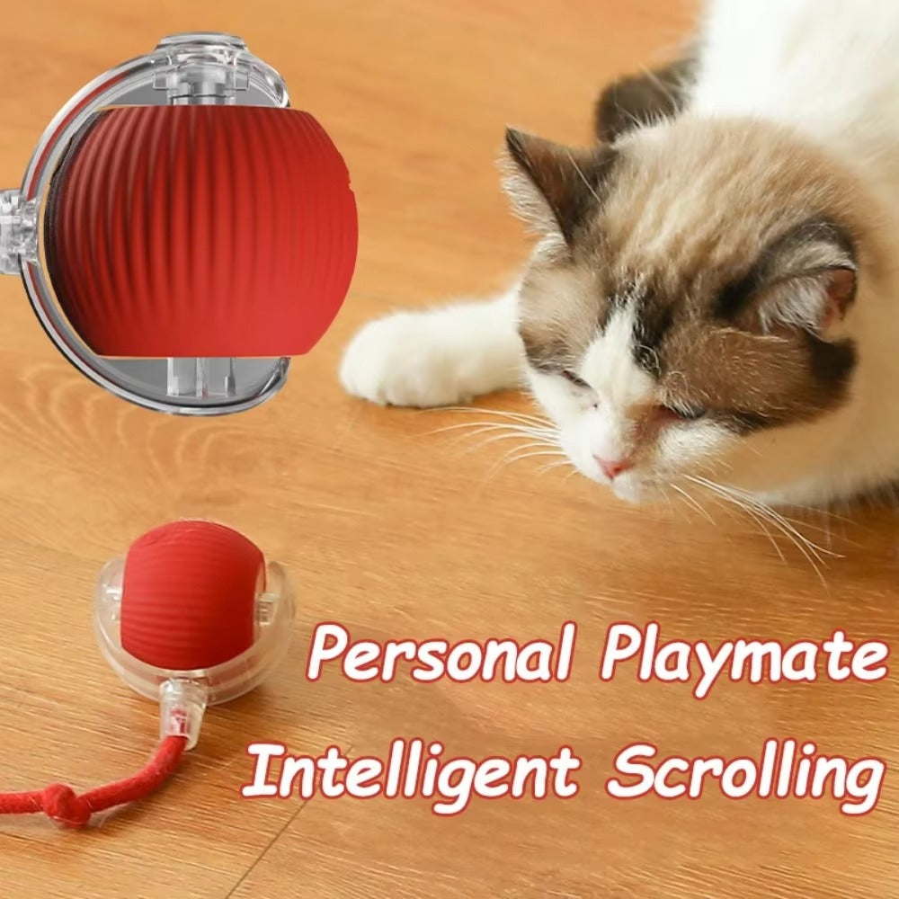 Pet Interactive Ball Toy Automatic Rolling Ball Faux Tail Rechargeable Smart