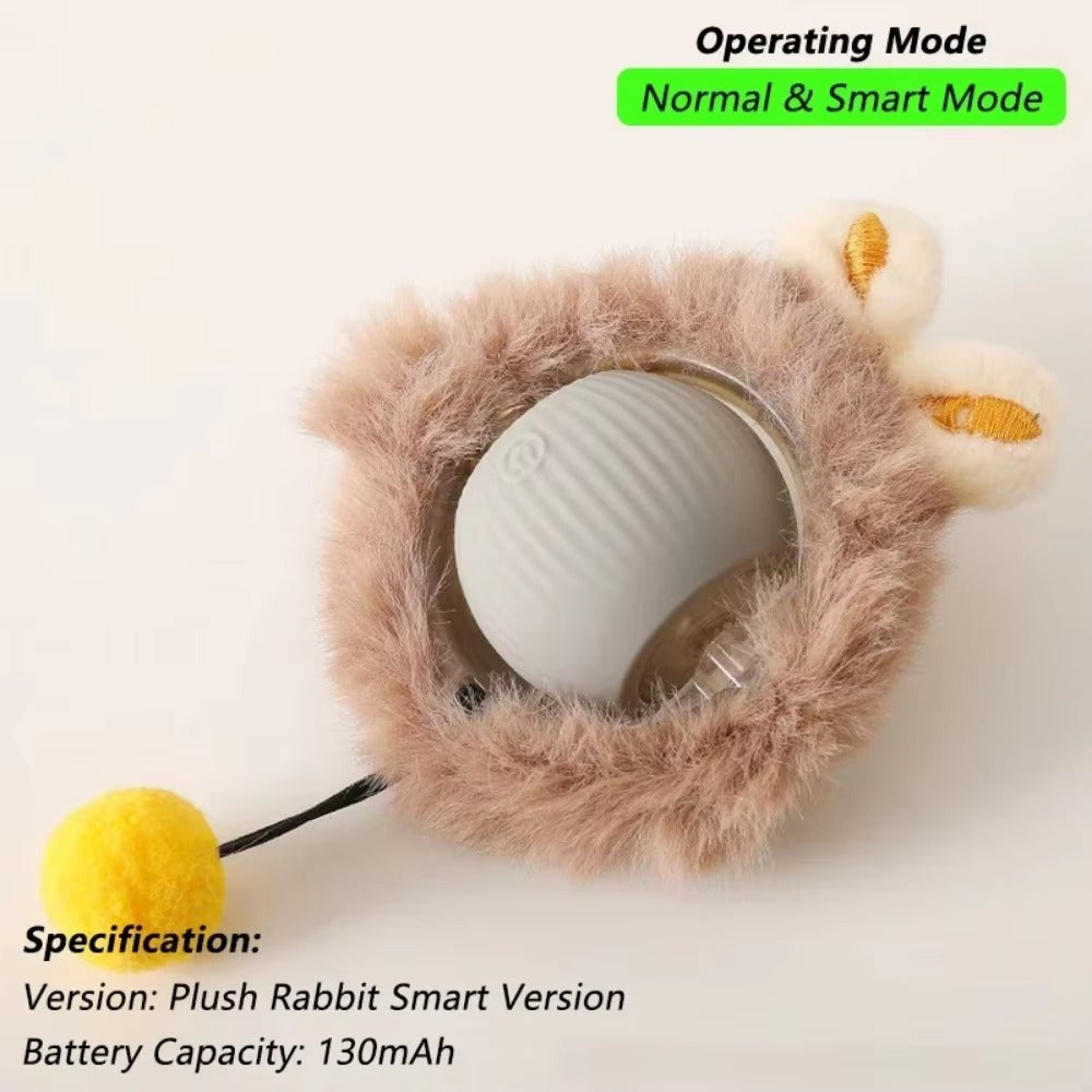 Pet Interactive Ball Toy Automatic Rolling Ball Faux Tail Rechargeable Smart
