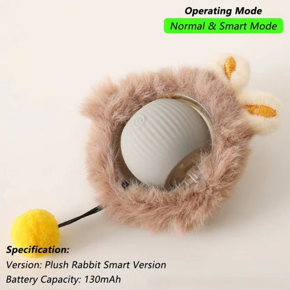 Pet Interactive Ball Toy Automatic Rolling Ball Faux Tail Rechargeable Smart