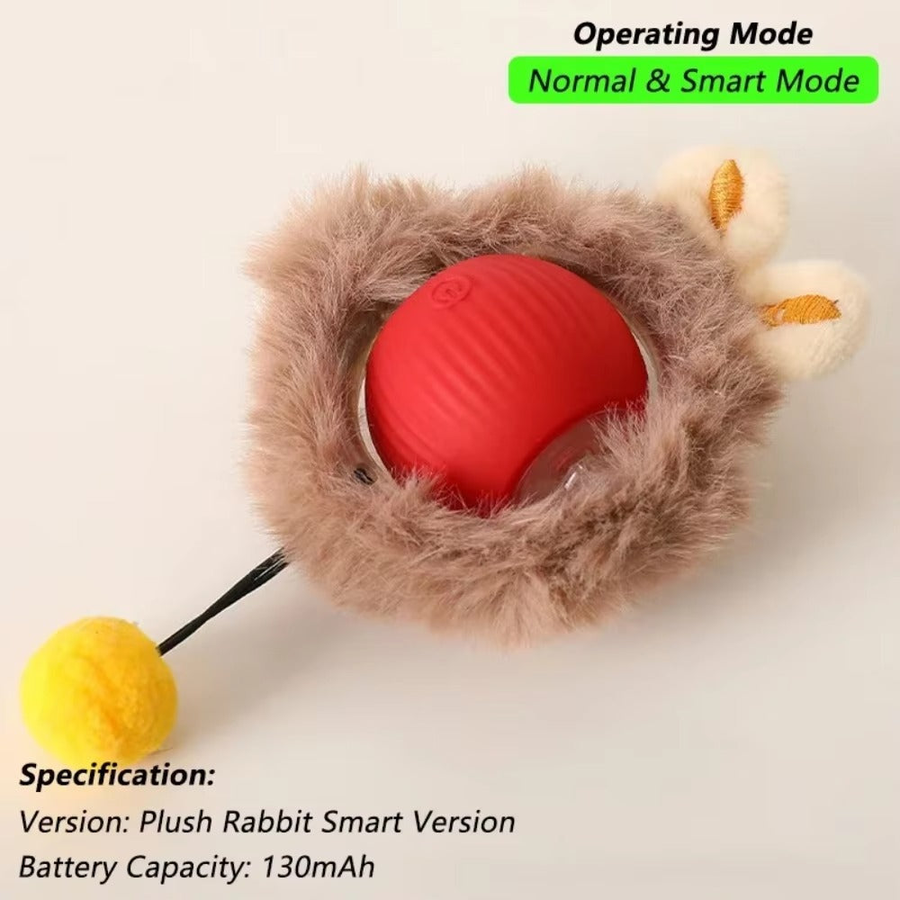 Pet Interactive Ball Toy Automatic Rolling Ball Faux Tail Rechargeable Smart