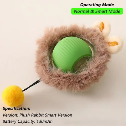 Pet Interactive Ball Toy Automatic Rolling Ball Faux Tail Rechargeable Smart